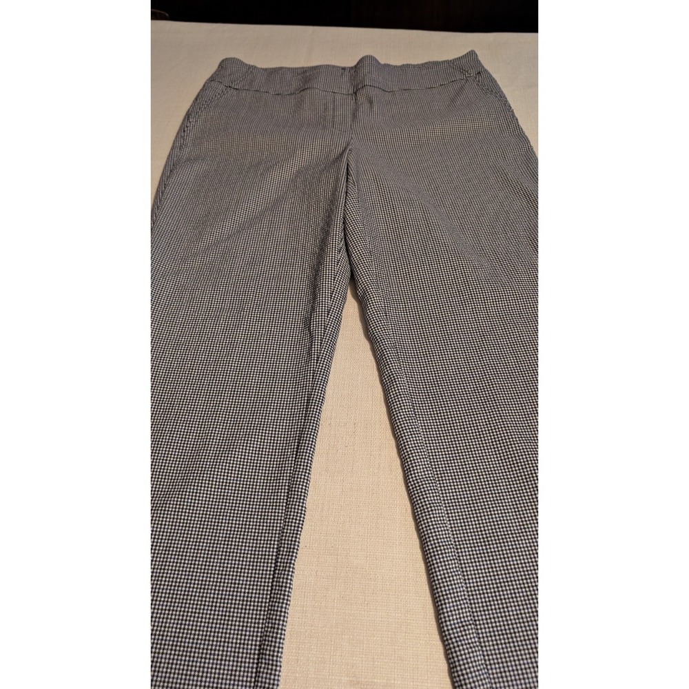 Hilary Radley Pull On Pants Women's Size L Black/White Micro Checked